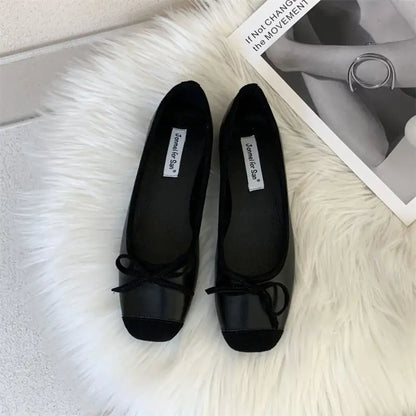 Ballet Flats Black Leather 38