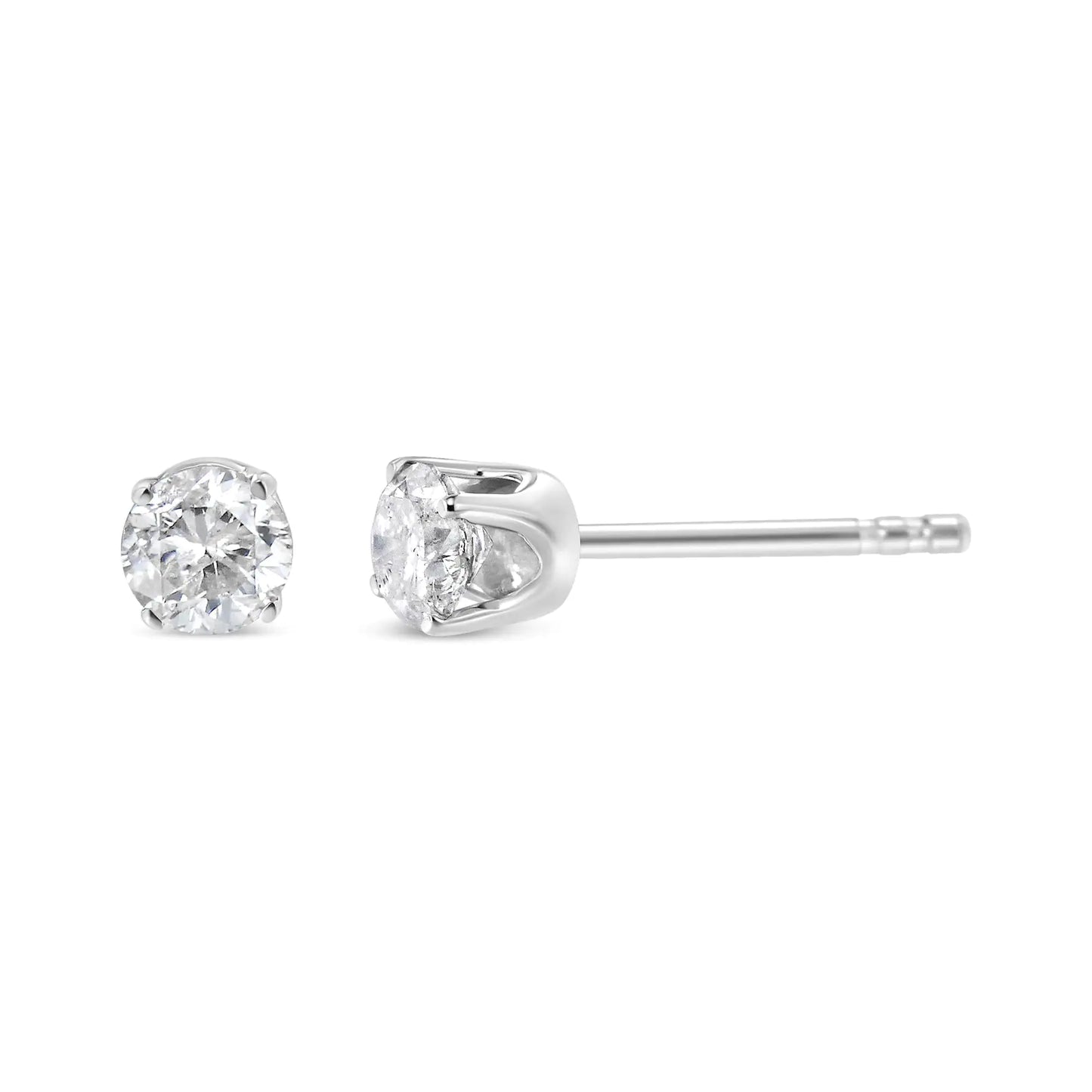 18K White Gold 1/4 Cttw Round Brilliant-Cut Near Colorless Diamond Classic 4-Prong Stud Earrings (G-H Color, VS1-VS2 Clarity)