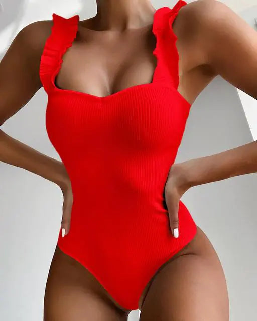 Ruffle Monokini: Summer Splash Red Large