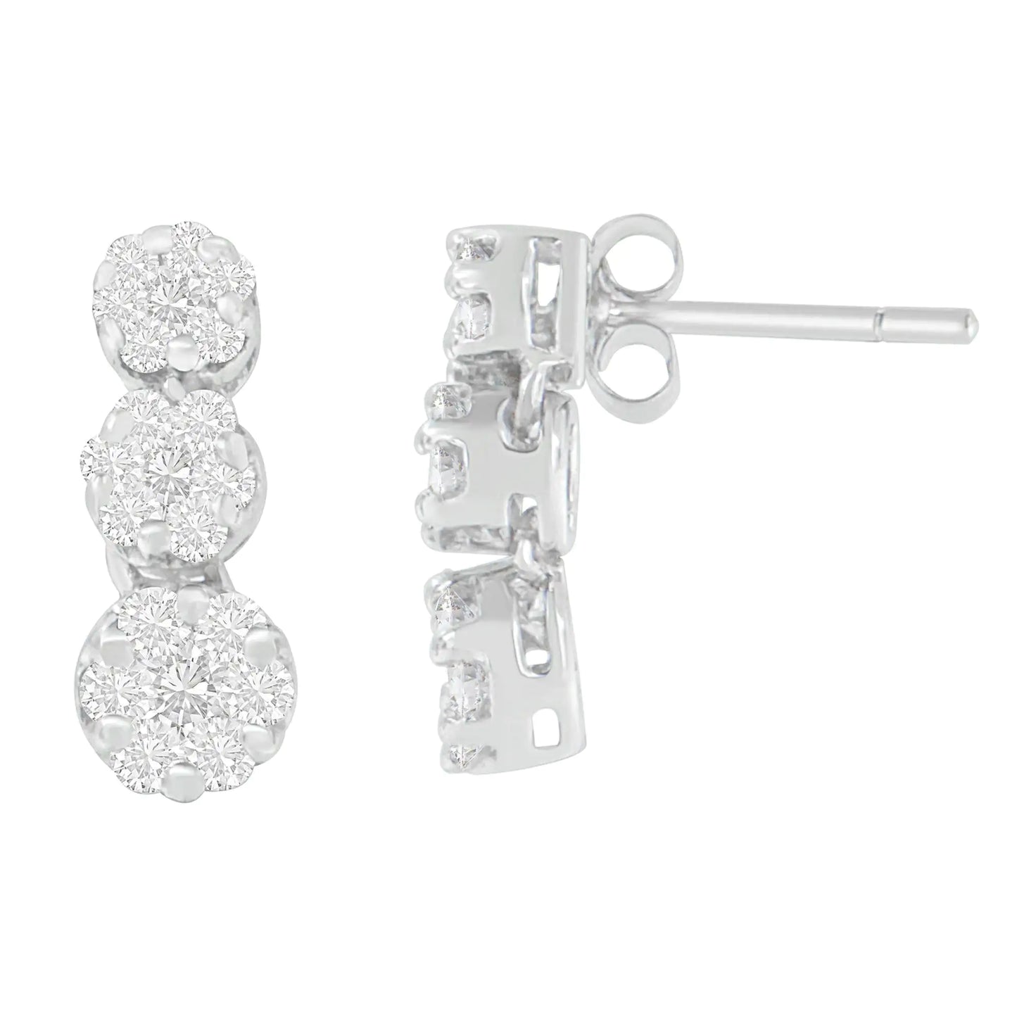 18K White Gold 1 cttw Round Cut Diamond Earrings (H-I, SI2-I1)