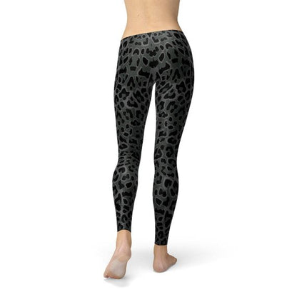 Womens Black Leopard Spots Leggings