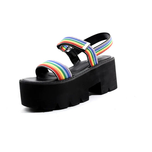 Rainbow Platform Sandals with Velcro Strap