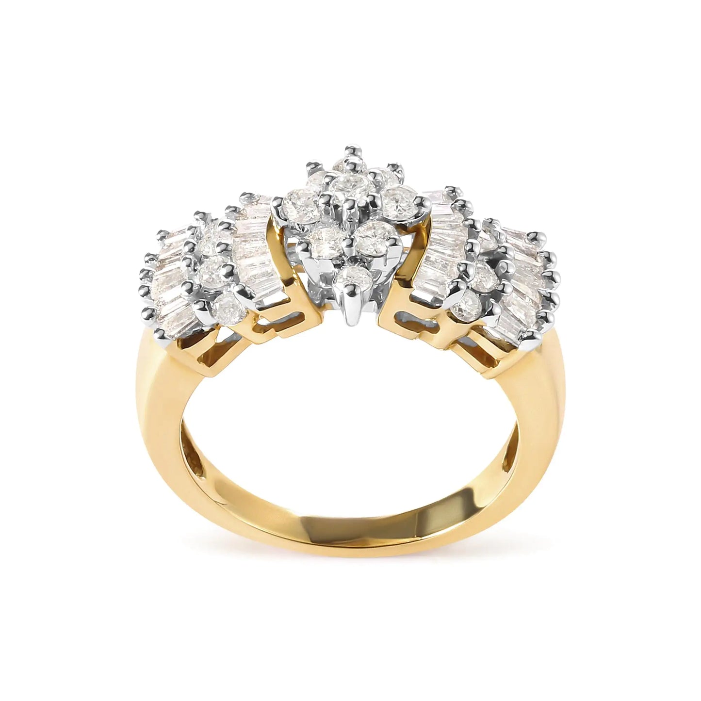 10K Yellow Gold 1.00 Cttw Diamond Starburst Ring Band (H-I Color, I1-I2 Clarity)