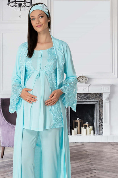 Shopymommy 5353 Sandra 3-Pieces Maternity & Nursing Pajamas With