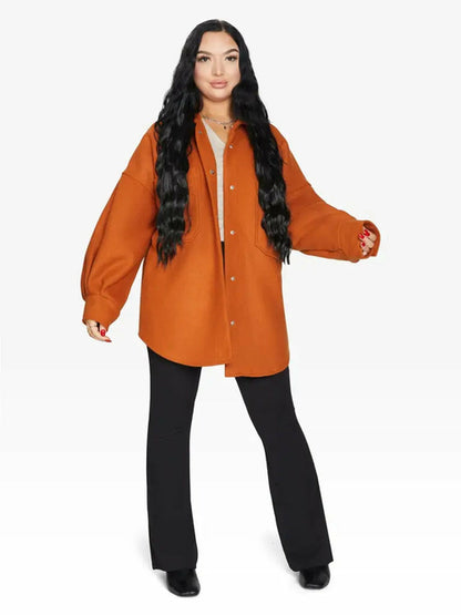 Oversized Patch Pocket Shacket One Size (Fits UK 8 - 14) Orange