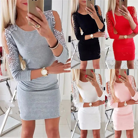 Off-Shoulder Dress with Beads, Bodycon Style Dress