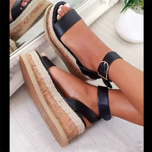 Plus Size Women's Solid Color Platform Sandals