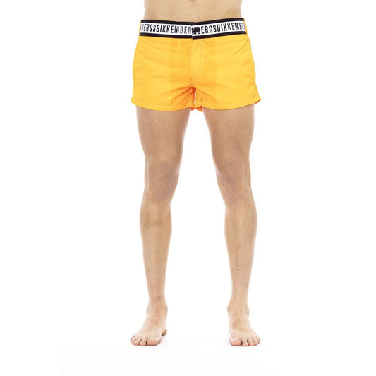 Bikkembergs Elegant Orange Swim Shorts with Branded Band