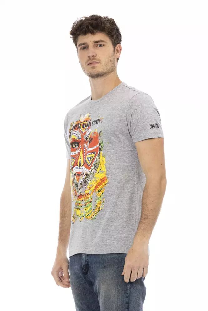 Trussardi Action Elegant Short Sleeve Gray Tee for Men