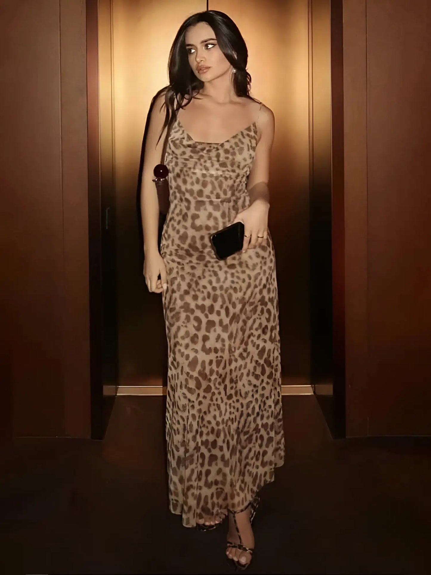 Eda Leopard Dress Brown XS