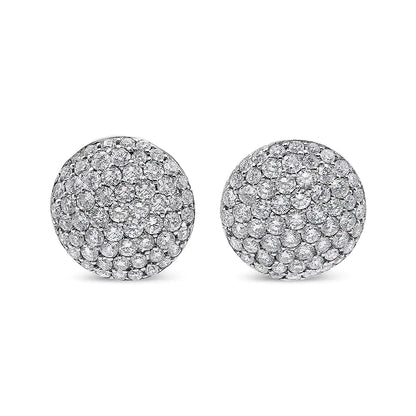 18K White Gold 3 1/2 Cttw Shared Prong Set Diamond Cluster Composite Disc Stud Earrings (F-G Color, VS1-VS2 Clarity)