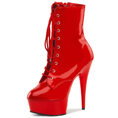 15cm High Heel Lace-Up Ankle Boots for Women