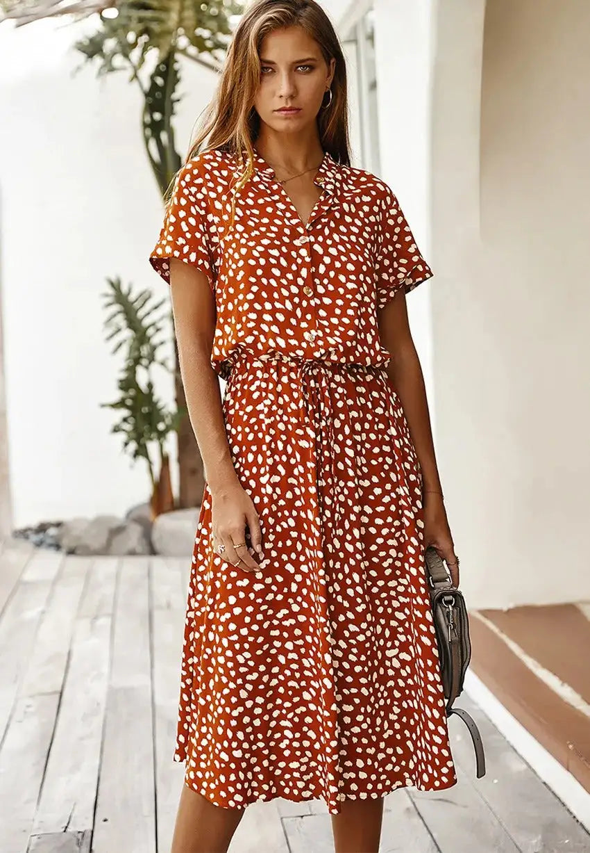 Vintage Polkadot Dress Orange