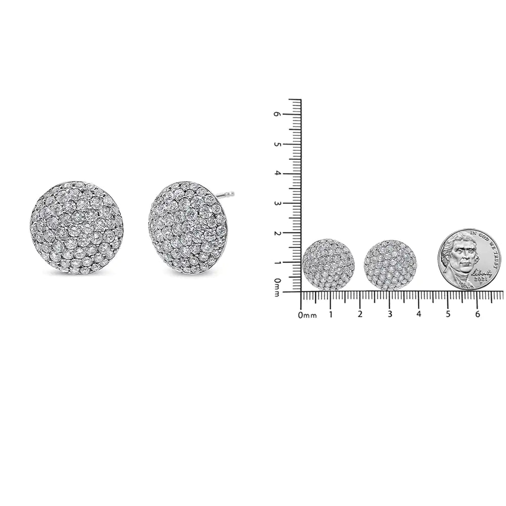 18K White Gold 3 1/2 Cttw Shared Prong Set Diamond Cluster Composite Disc Stud Earrings (F-G Color, VS1-VS2 Clarity)