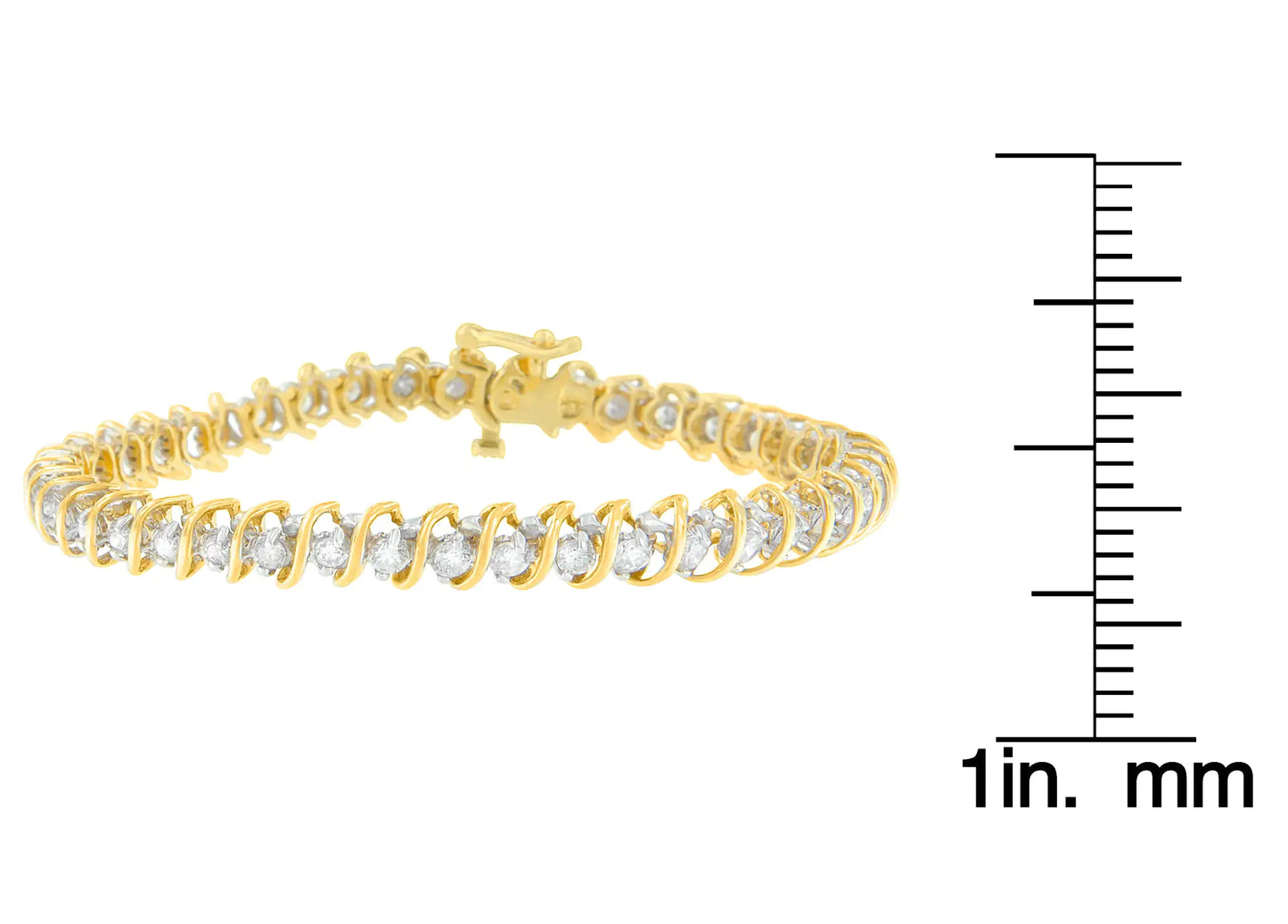 18K Yellow Gold Round Cut Diamond Tennis Bracelet (3.00 cttw, I-J Color, I1-I2 Clarity)