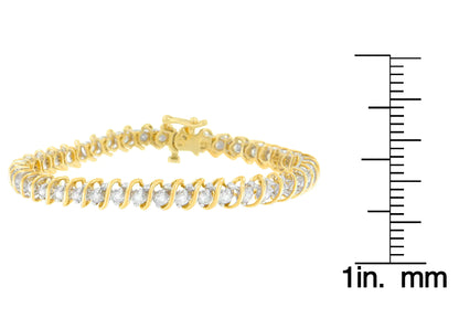 18K Yellow Gold Round Cut Diamond Tennis Bracelet (3.00 cttw, I-J Color, I1-I2 Clarity)