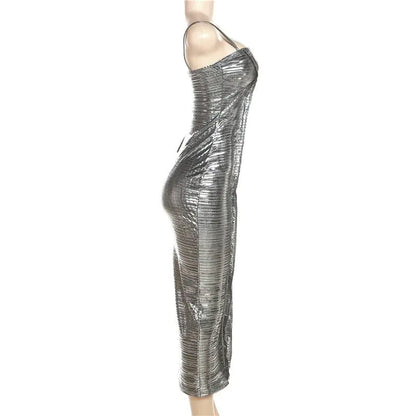 No Ceilings Metallic Midi Dress